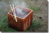 Boiling water in bentwood box